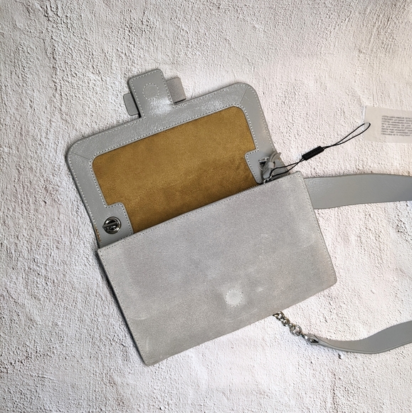 NWT HALSTON HERITAGE Gray Leather Suede Flap Crossbody - Picture 8 of 14